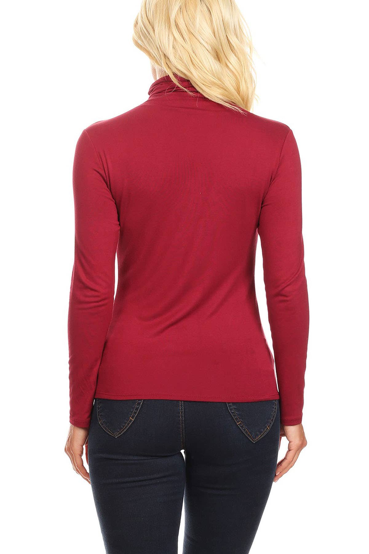 MOA COLLECTION - Wholesale Knit Top - Women's - Solid Color Lightweight Mock Neck Turtleneck Sweater Top3