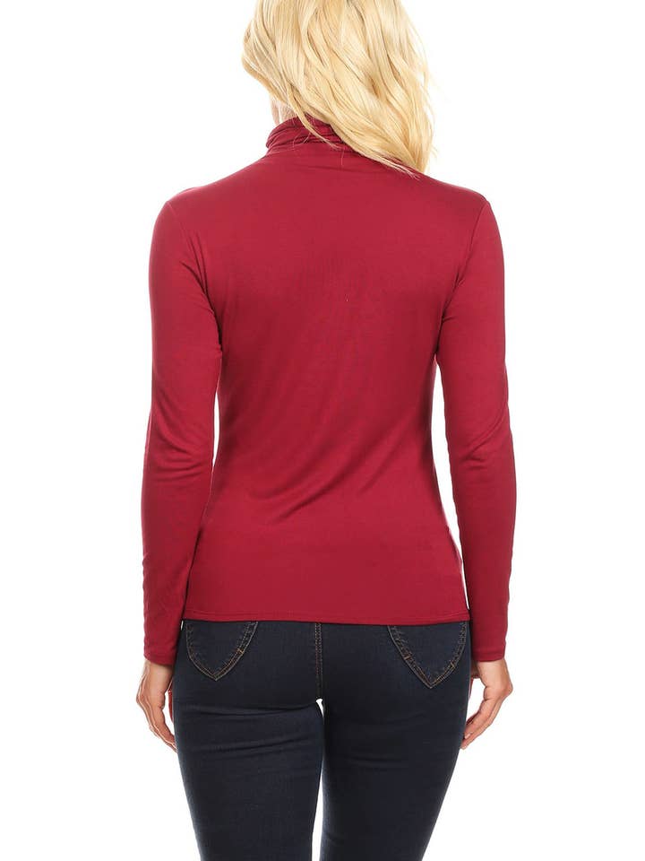 MOA COLLECTION - Wholesale Knit top – Women's - Solid Color Lightweight Mock Neck Turtleneck Sweater Top3
