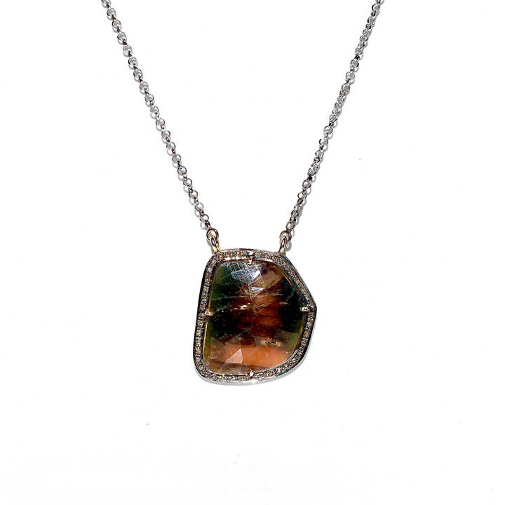 Ciondolo/collana in argento 925 con diamanti e zaffiri per la vendita all'ingrosso da parte di GemDiggers