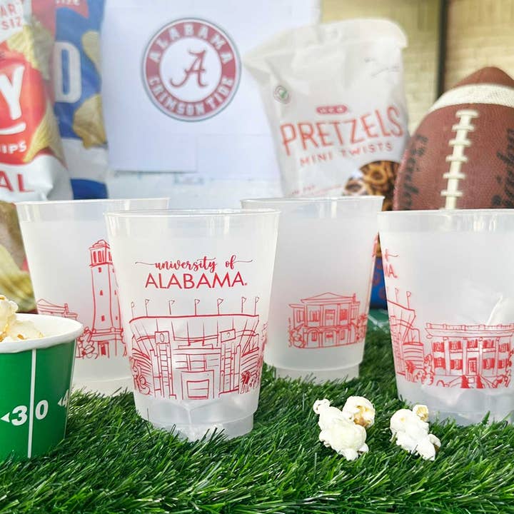 Two Funny Girls - Wholesale Disposable Cup - Shatterproof Cup 10 Pack {University of Alabama Skyline}2