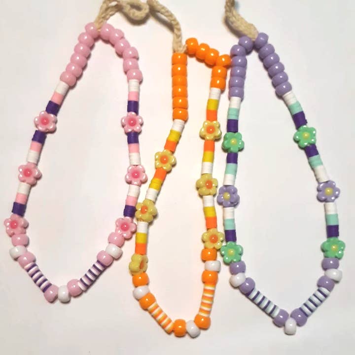 Crochet and Bead Phone or Bag Charms Floral Theme for wholesale by Clover Garden Crafts