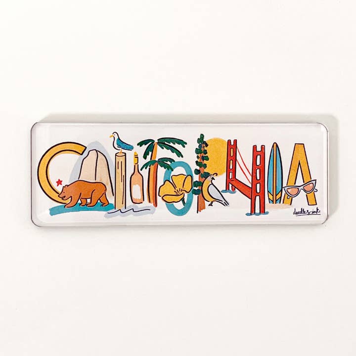 California Landmark Lettering Magnet for wholesale by doodles.ink.