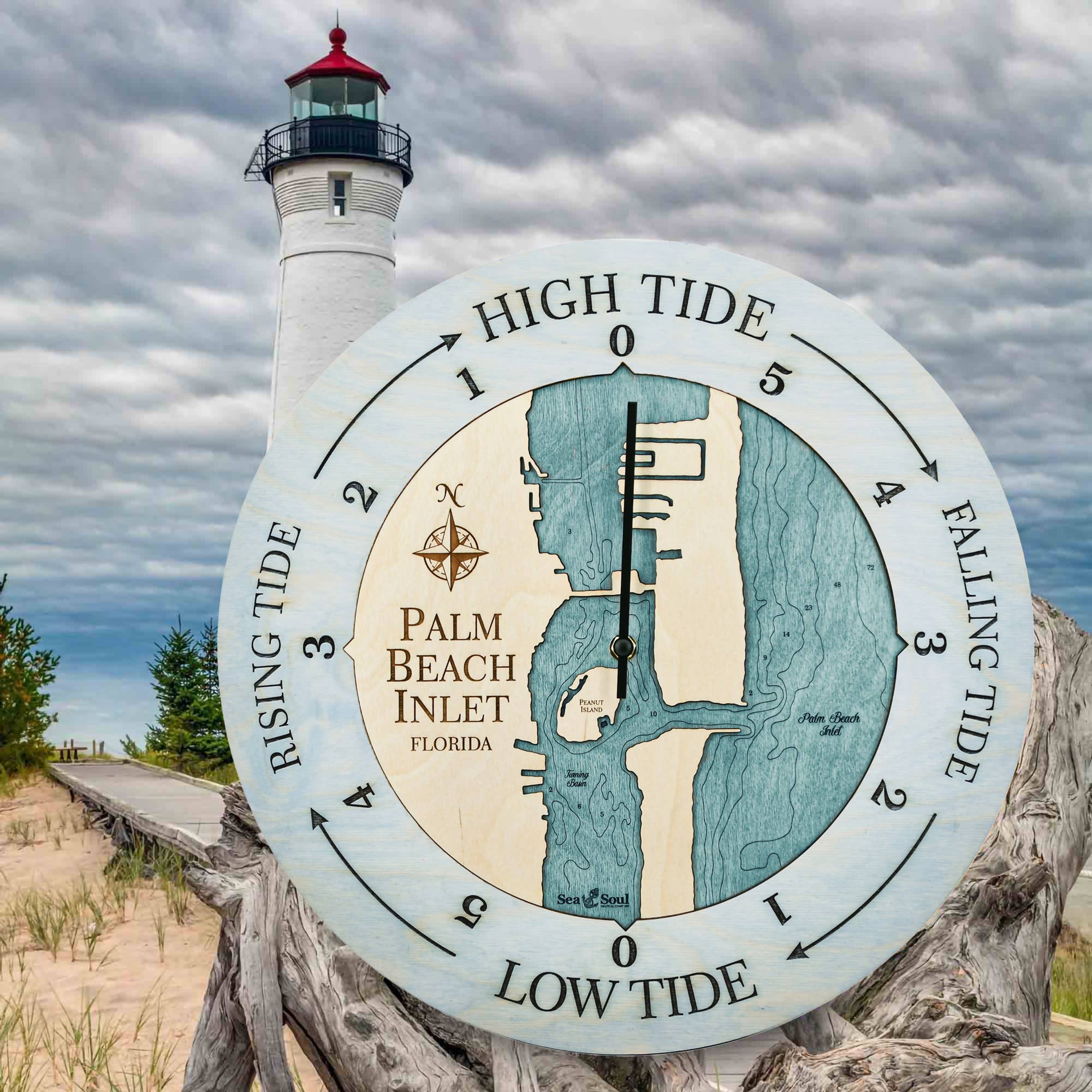 Sea & Soul Nautical Chart Art - Wholesale Wall Clock - Florida East Coast Nautical Chart Tide Clock-Many Locations124
