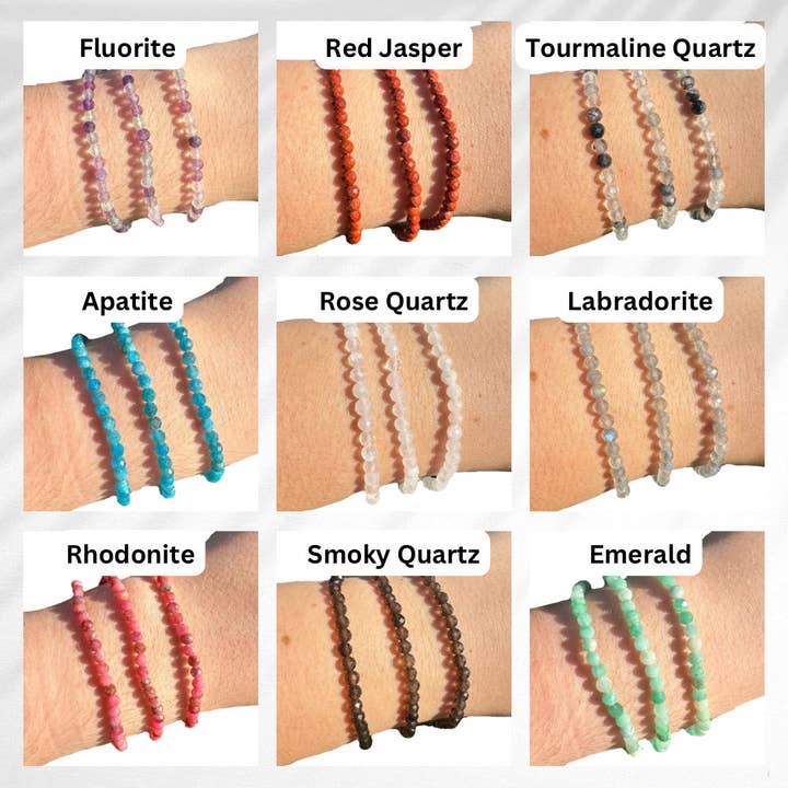 Moon Mountain Gems - Wholesale Beaded Bracelet - 4mm Faceted Gemstone Bracelet, Dainty Crystal Bracelet, Faceted Crystal Bracelet
