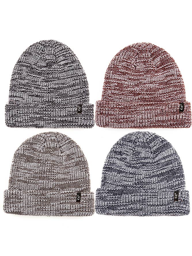 C.C Unisex Two Tone Ribbed Cuff Beanie for wholesale by Hana