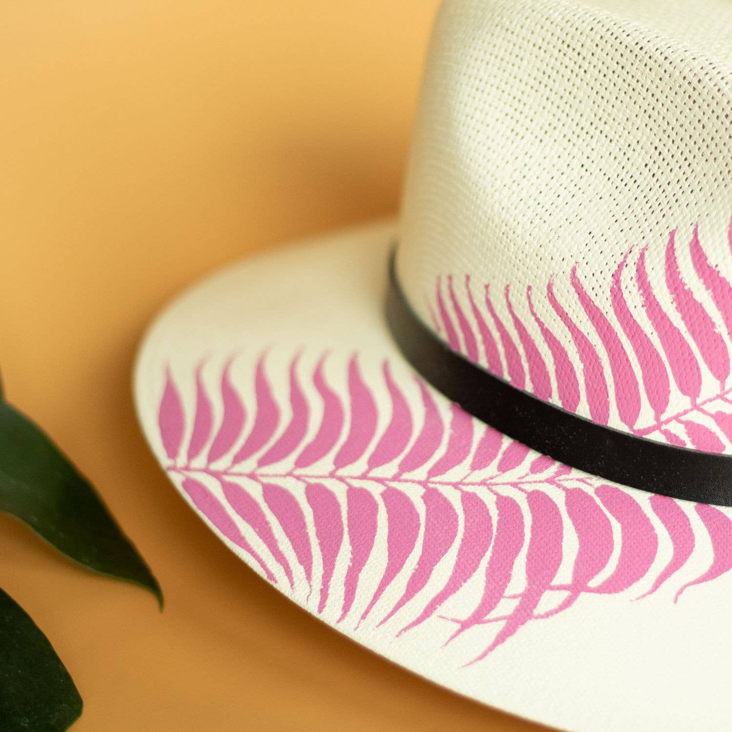 Origin Mexico - Wholesale Straw Hat - Women's - Itzel Hand Painted Resort Hat - Pink and Tan 4