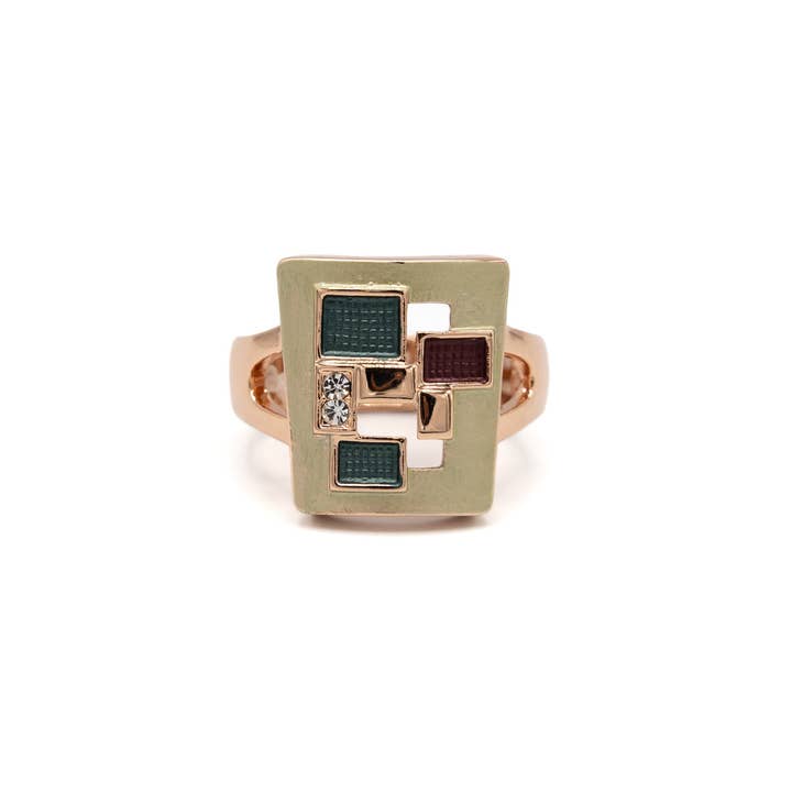KLK - Wholesale Cocktail/Statement Ring - Mosaic rectangle ring1