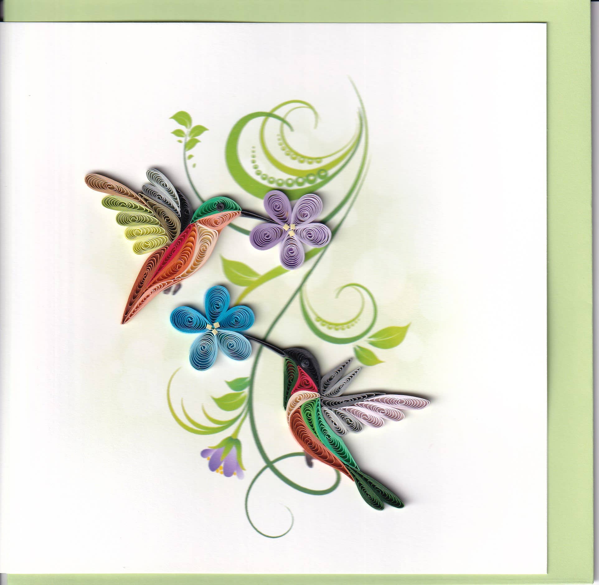 Blue Bird Cards - Wholesale Everyday Greeting Card - Hummingbirds Floral Quilling Card0