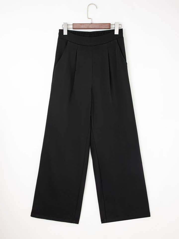 FULL TIME PURCHASE - Wholesale Pants - Women's - Pleated Pull On High Elastic Waist Loose Straight Pants6