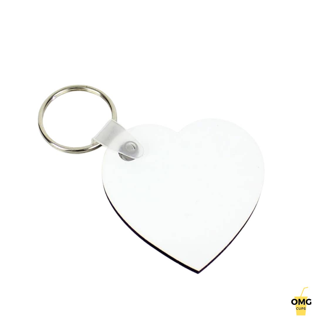 OMG Cups! - Wholesale Keychain - Unisex - Heart Double Sided Sublimation MDF - Key Chain