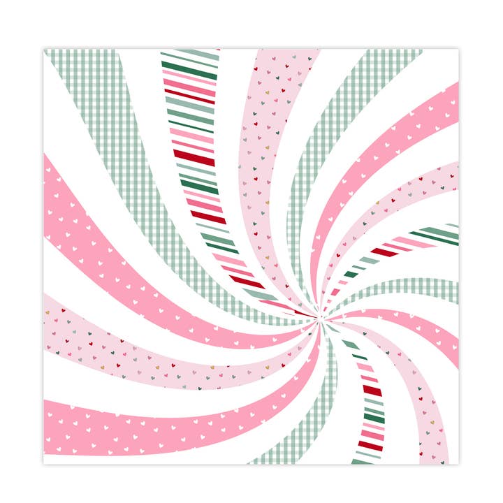 Peppermint Swirl 12x12 enkeltsidet papir (25 stk.) for engroshandel hos Pretty Little Studio