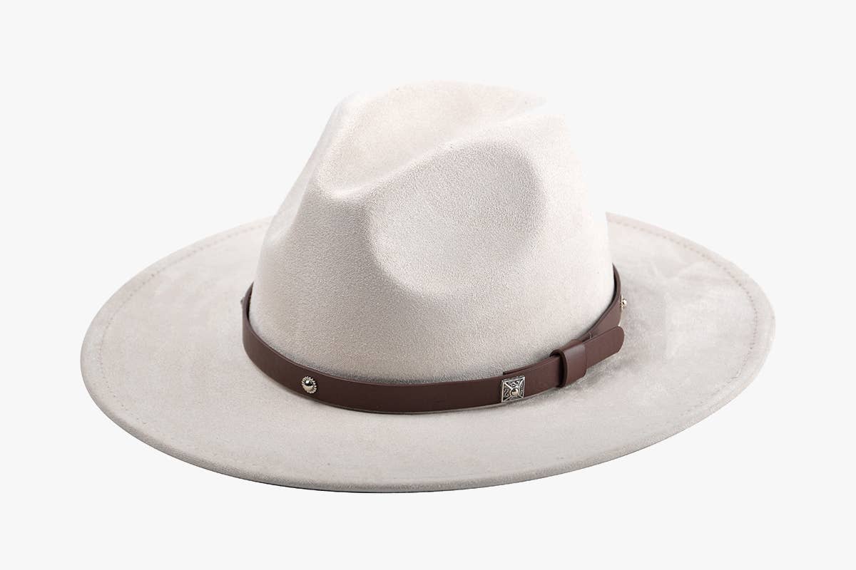 Jen & Co. - Wholesale Fedora - Women's - HAT2325 Wynn Faux Suede Fedora w/ Studded Band2