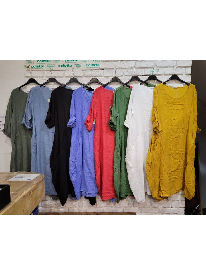 la maison des fibres naturelles - Wholesale Dress - Women's - dress 625344 80% linen 20% cotton made in Italy