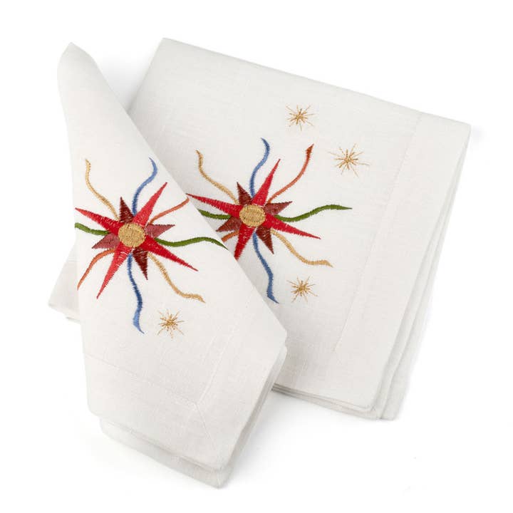Emrboidered Christmas Napkins Cotton/Linen Kolyada for wholesale by Harmony Textile