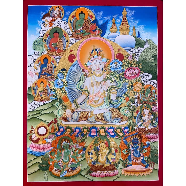 Witte Tara Thangka voor wholesale door Art Of Tibet