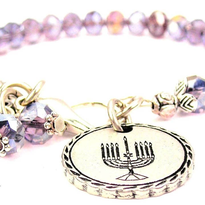 Menorah Crystal Circle Splash Of Color Crystal Bracelet for wholesale by Chubby Chico Charms