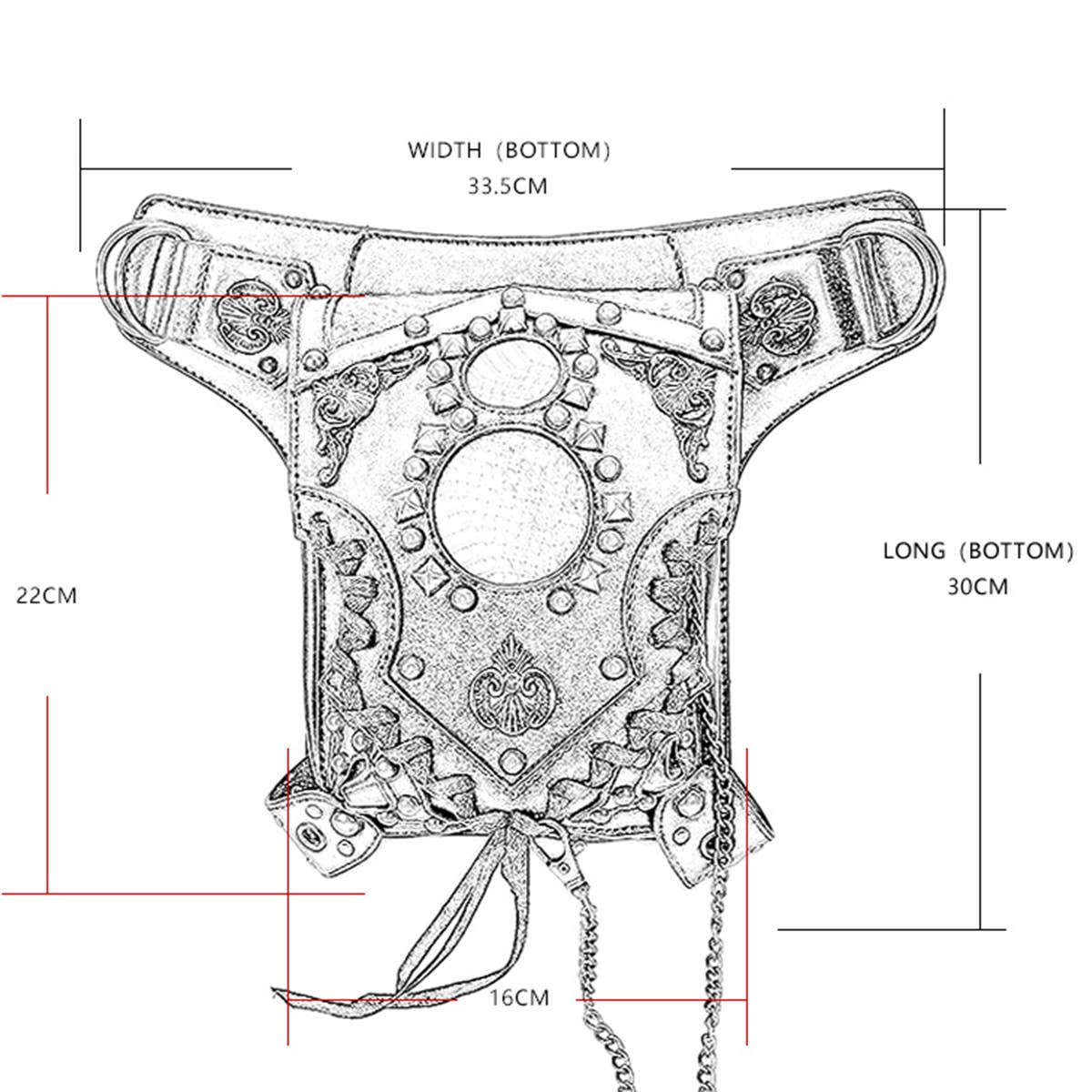 Black STEAMPUNK ONE-SHOULDER DIAGONAL BAG PURSE_CWAB0639 for wholesale on Faire9