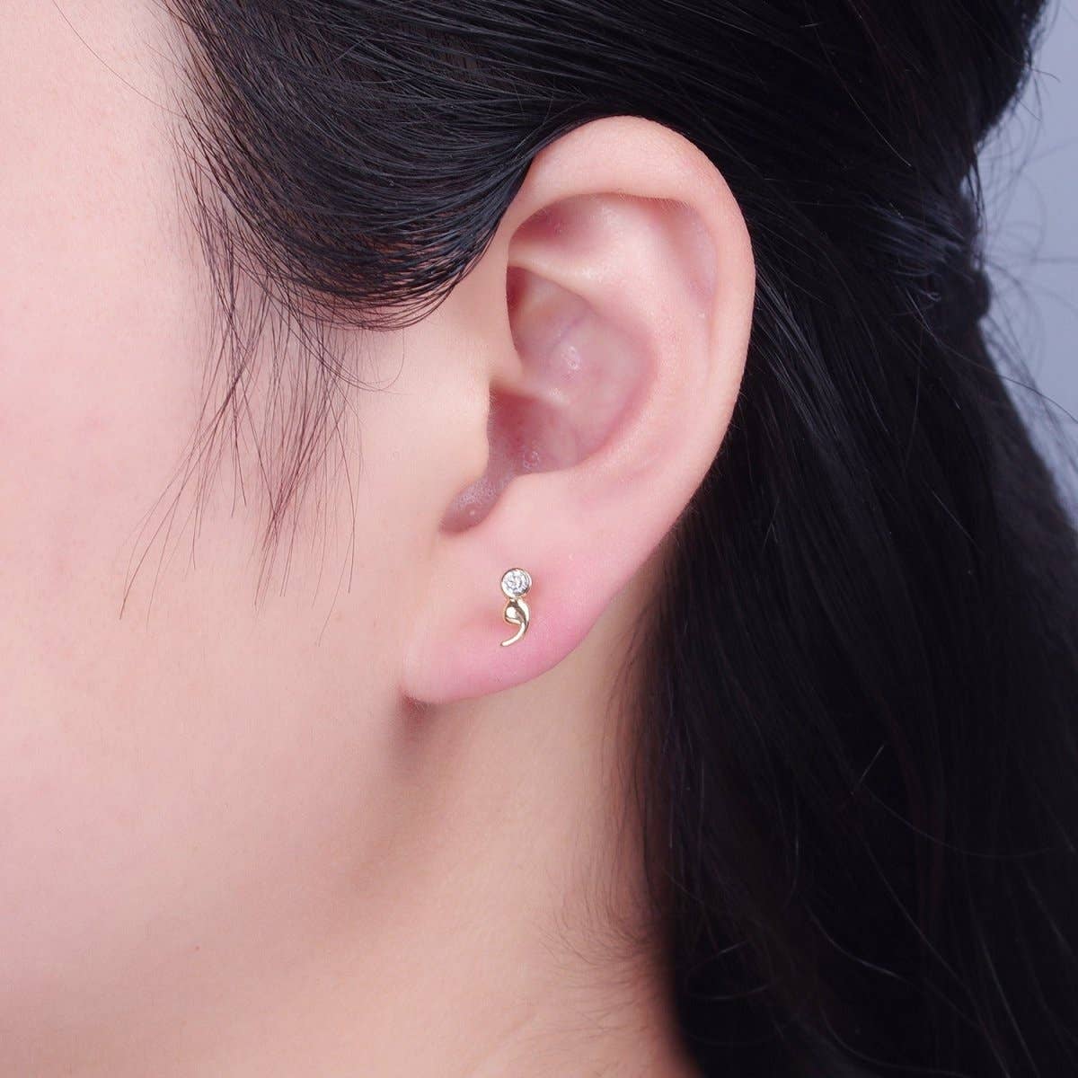 Aim Eternal - Wholesale Stud/Post Earrings - Semi Colon Studs | Mental Health Jewellery | Circle Stud | Coma Point Earrings | Quote Jewelry | Punctuation Minimalist Jewelry T-4971