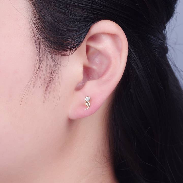 Aim Eternal - Wholesale Stud/Post Earrings - Semi Colon Studs | Mental Health Jewellery | Circle Stud | Coma Point Earrings | Quote Jewelry | Punctuation Minimalist Jewelry T-4971