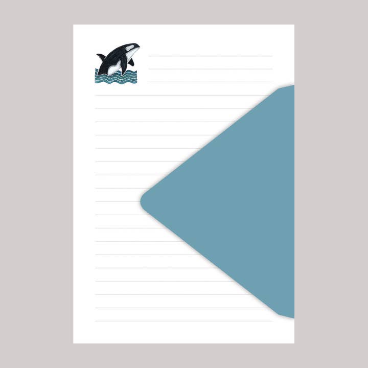 CARVED Orca Whale Stationery | Set of 4 for wholesale by Originals Paper Art
