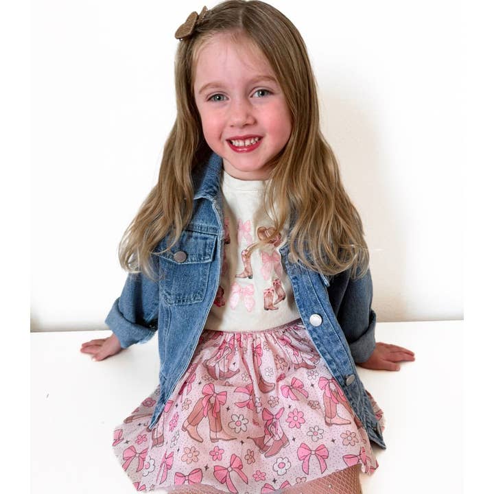 Sweet Wink - Wholesale Denim Jacket - Kids - Howdy Gingham Bow Patch Denim Jacket - Western Apparel7