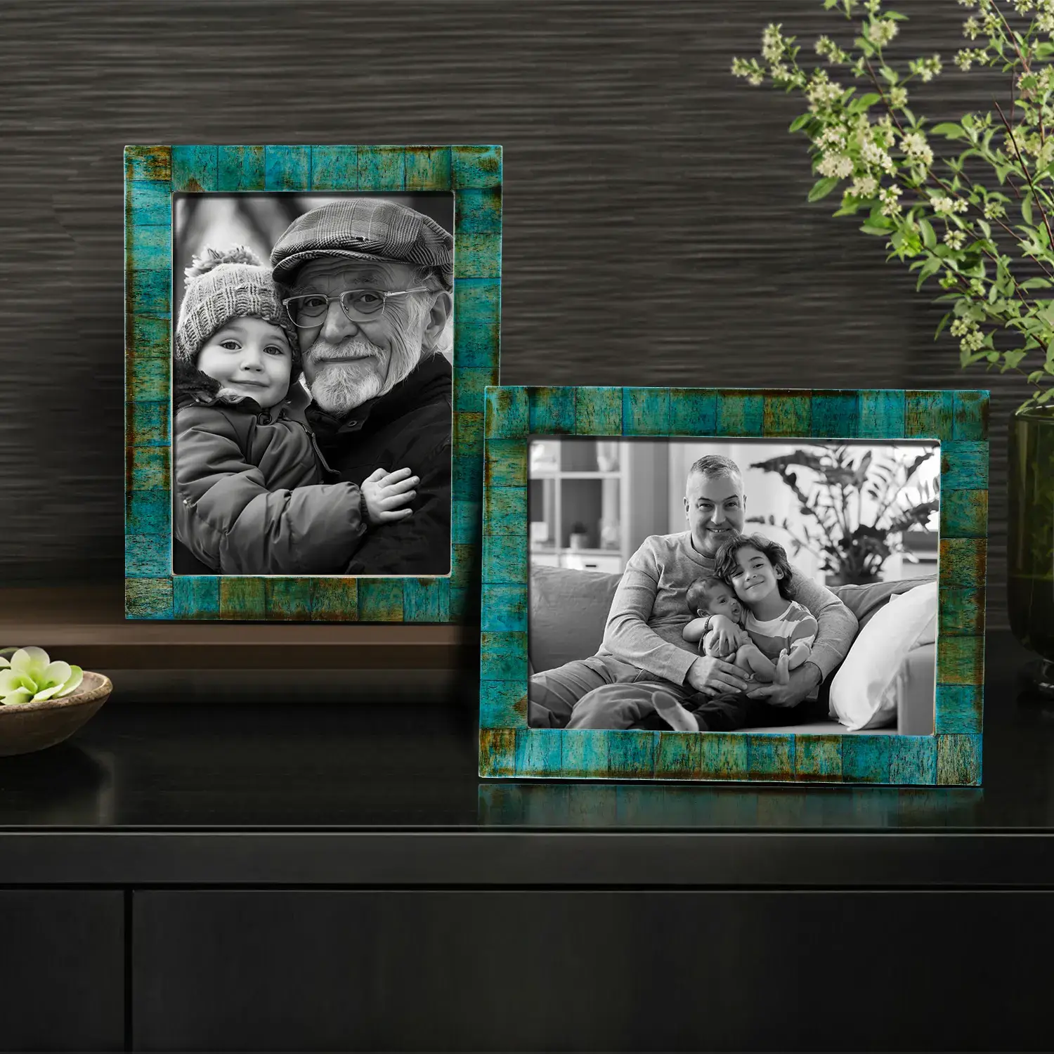 Handicrafts Home - Venta al por mayor Marcos de fotos - Marco de fotos Verdigris Paquete de 2, 3 tamaños2