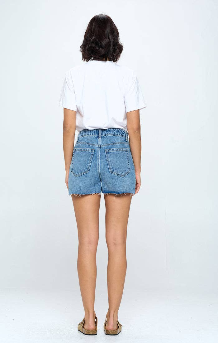 BLUE AGE - Vente Short – femme - SHORT EN JEAN TAILLE HAUTE À OURLET GRIS3