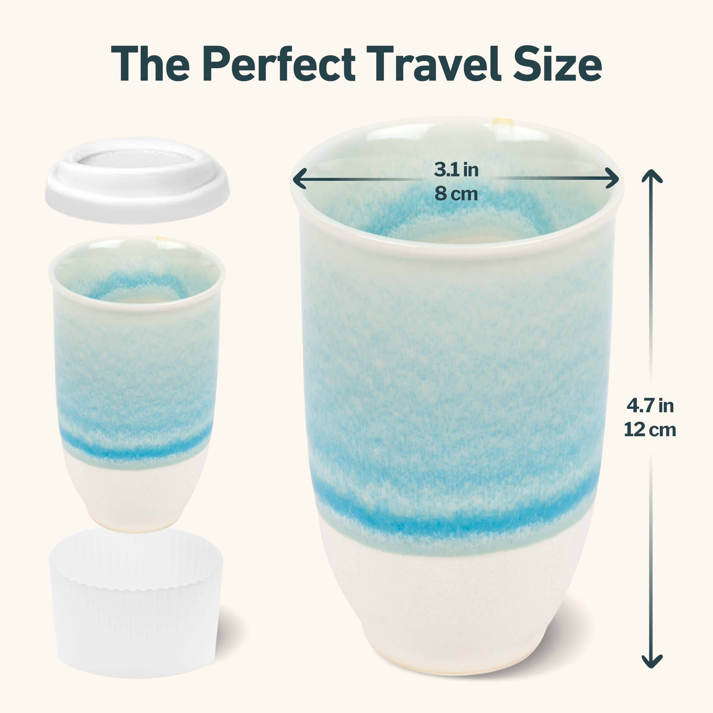 Nova Ceramics Travel Mugs - Wholesale Coffee Mug - Lagoon Ceramic Coffee Cup – 12oz with Lid & Sleeve3