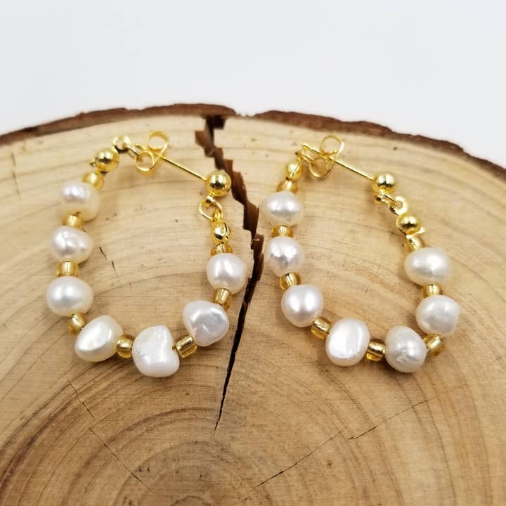 Brincos de pérolas de água doce por atacado de CHAKRA JEWELRY