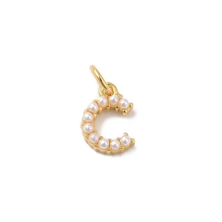 The Charm Bar Company - Wholesale Individual Charm/Pendant - Gold Large Pearl Initial Letter | Alphabet Charm2