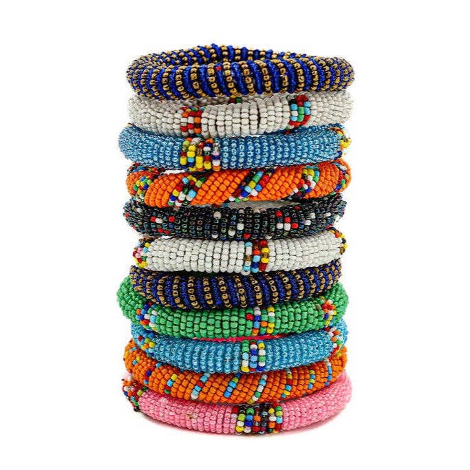 Gitzell FairTrade - Wholesale Beaded Bracelet - Maasai Beaded Bracelet Stack, Set of 121