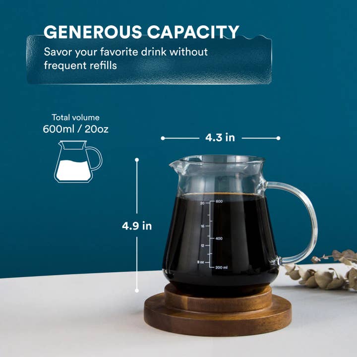 Ovalware - Wholesale Coffee mug - Glass Range Coffee Server For Pour Over Coffee & Tea | 600ml | Microwave Safe1