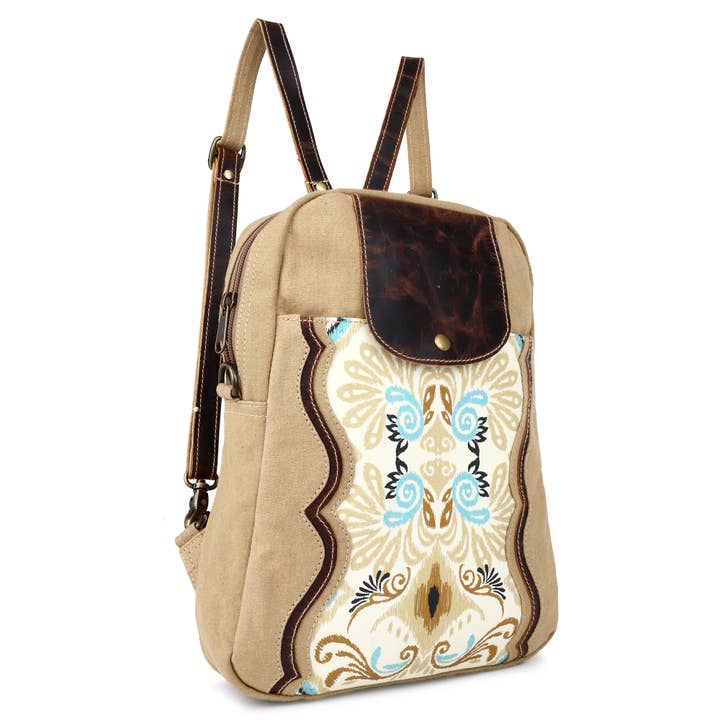 Sixtease Bags USA - Wholesale Backpack - Women's - Canvas & Leather Women's Backpack - Khaki1