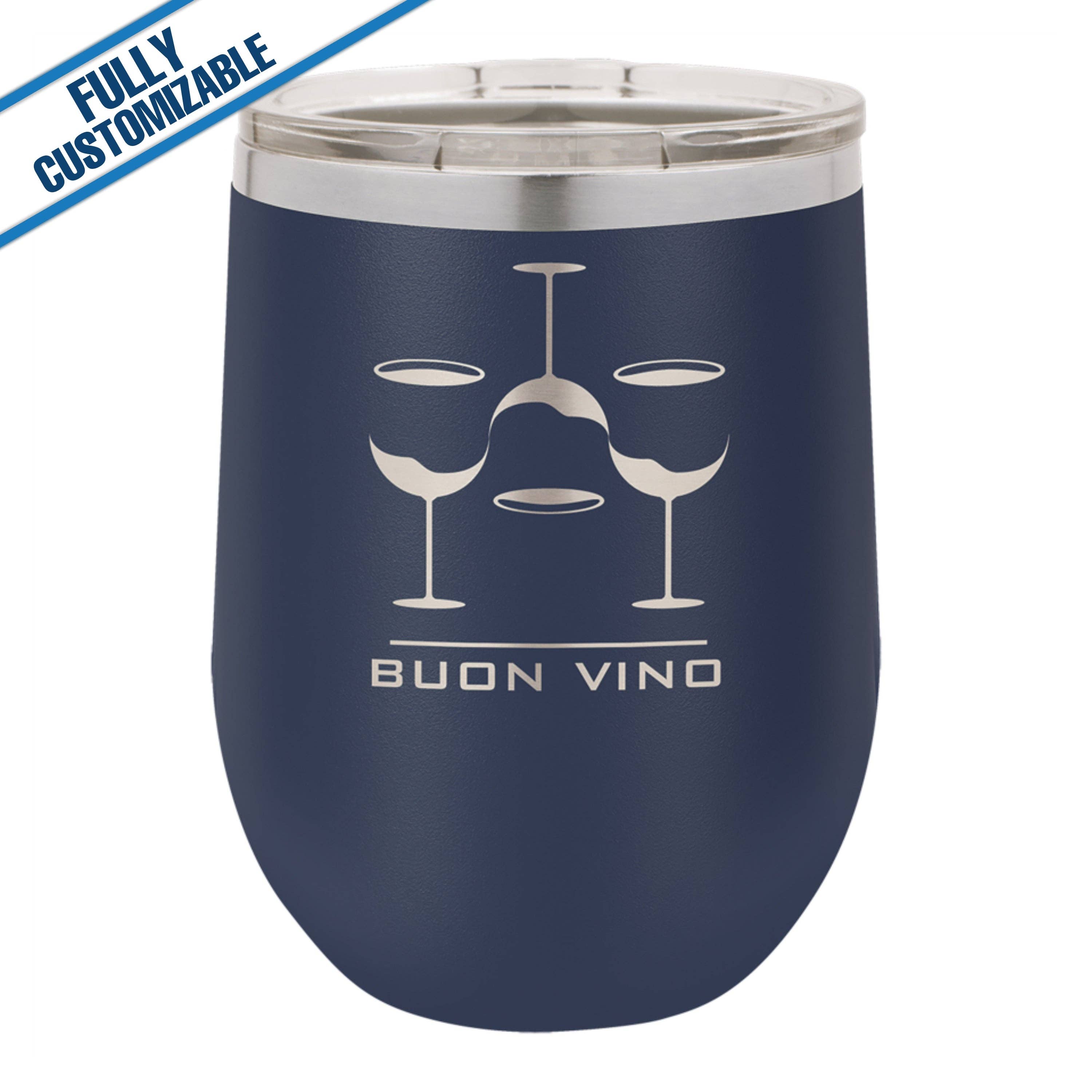 GiftWorksPlus - Vente Gourde/bouteille isotherme - 12 oz. Gobelet à vin gravé sans pied entièrement personnalisable10