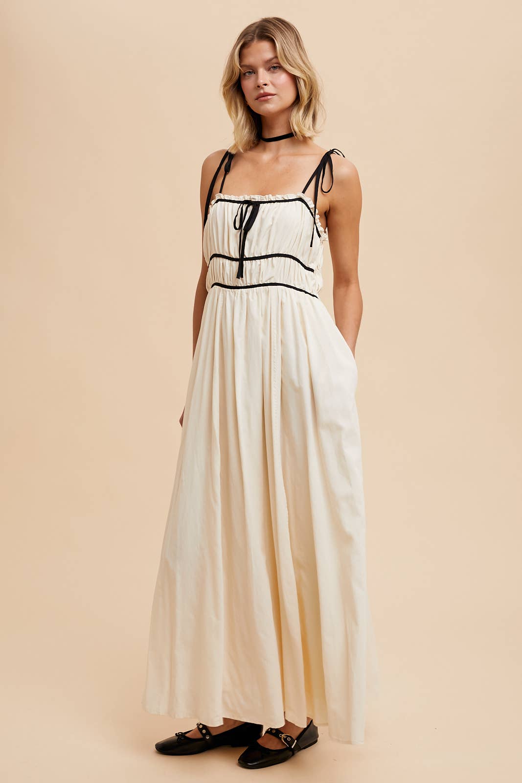 In Loom - Wholesale Dress - Women's - COTTON BLEND CONTRAST TRIM MAXI DRESS7