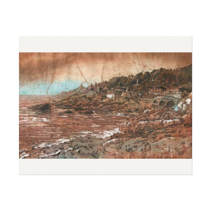 Affiche aquarelle du temple Haedong Yonggung de Busan | Art paysager coréen pour la vente par Ryan Fox Fine Art