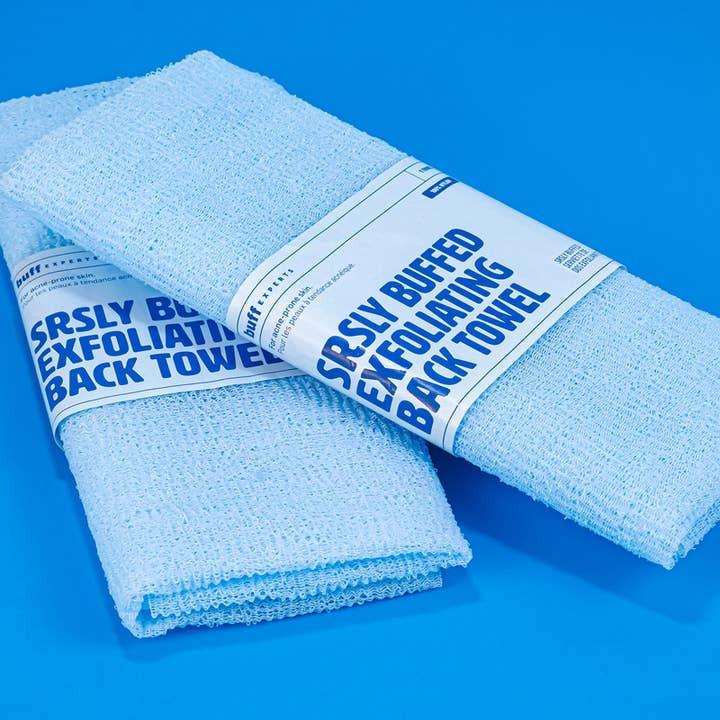 Buff Experts - 🇨🇦 - Wholesale Exfoliating Gloves/Mitts - SRSLY Buffed Exfoliating Back Towel - Treats Back Acne4