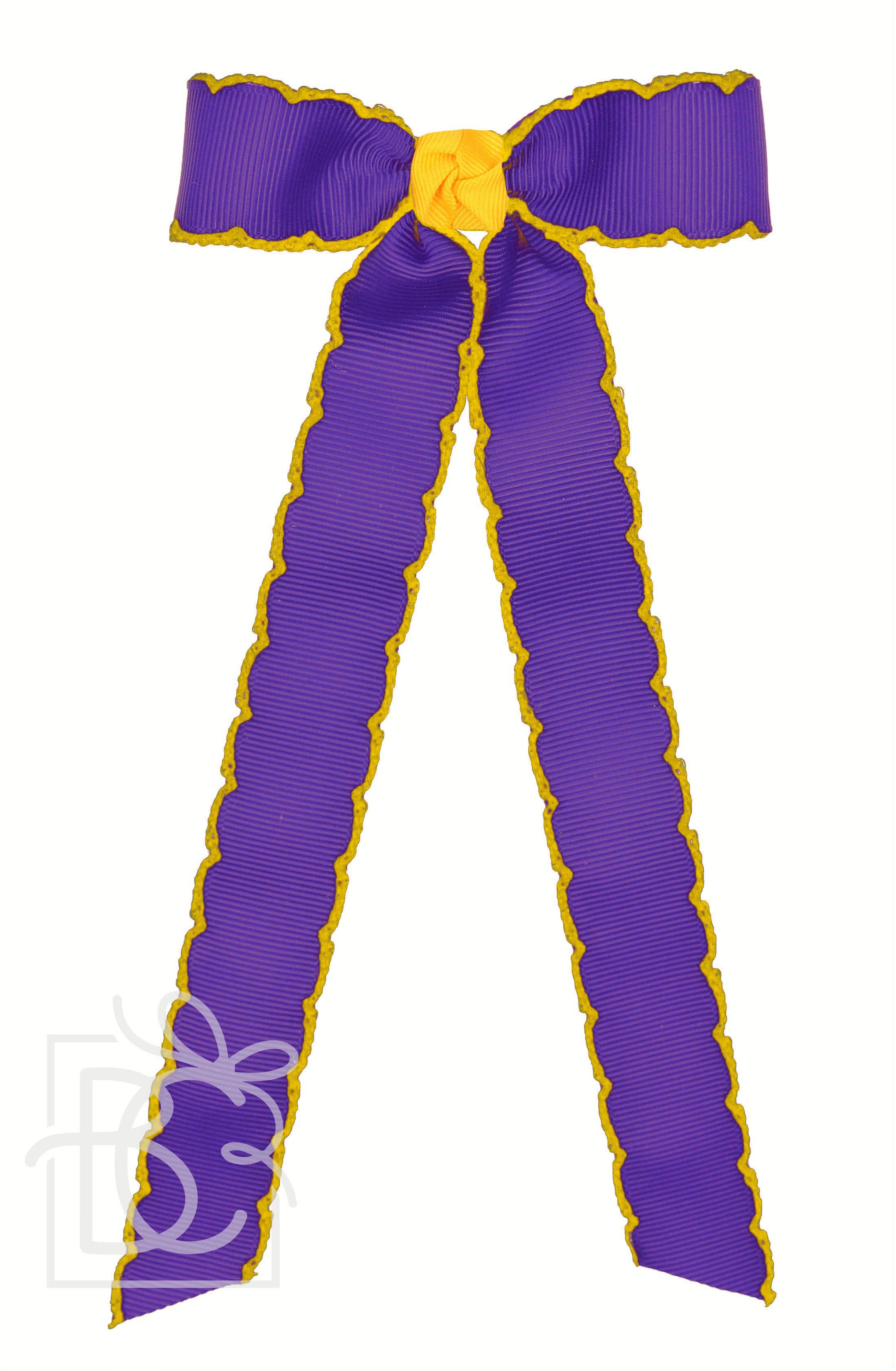 Beyond Creations, LLC - Wholesale Hair Bow - Kids - Moonstitch Two Tone Flat Bow Streamer (Purple & Yellow Gold)0