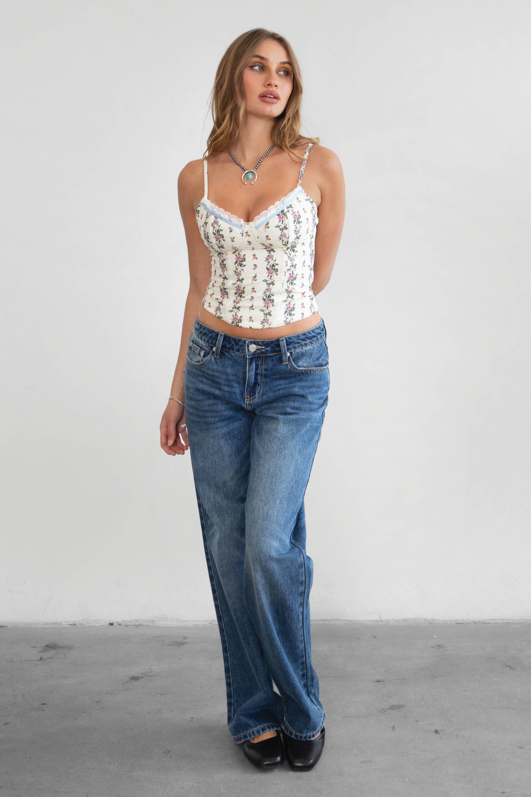 Blue STREIT Dark Denim Washed Low Rise Straight Leg Jeans for wholesale on Faire4