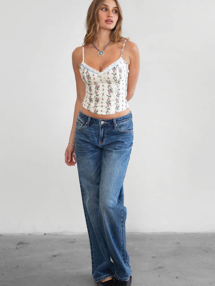 Blue STREIT Dark Denim Washed Low Rise Straight Leg Jeans for wholesale on Faire4