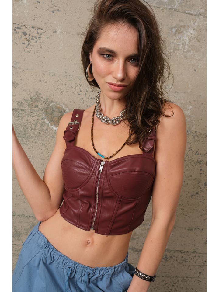 Signature 8 - Wholesale Blouse - Women's - LEATHERETTE TOP S1043921