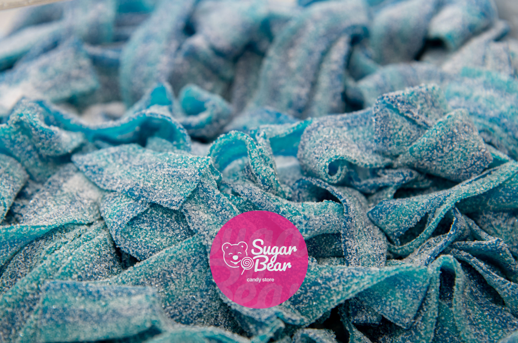 Sugar Bear Candy - Wholesale Gummy - Sour Blue Raspberry Belts1