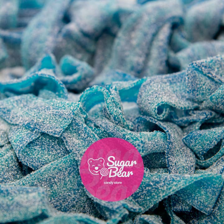 Sugar Bear Candy - Wholesale Gummy - Sour Blue Raspberry Belts1