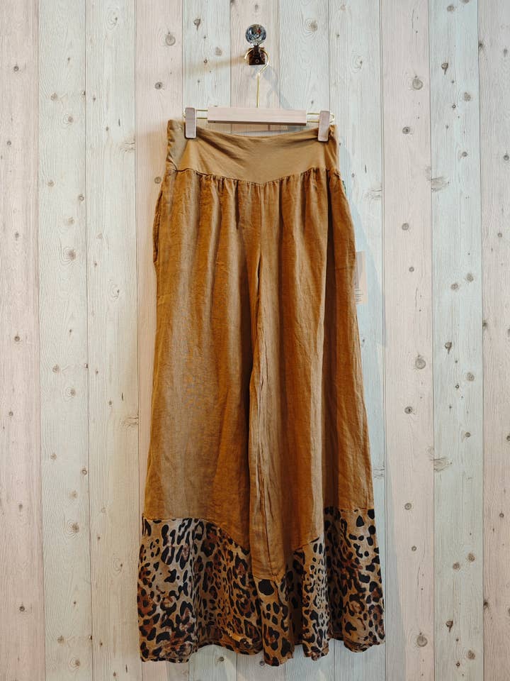 Linen & More - Venta al por mayor Pantalones - Mujer - REF 30507 PANTALON DE LINO 100% ESTAMPADOS LEOPARDO