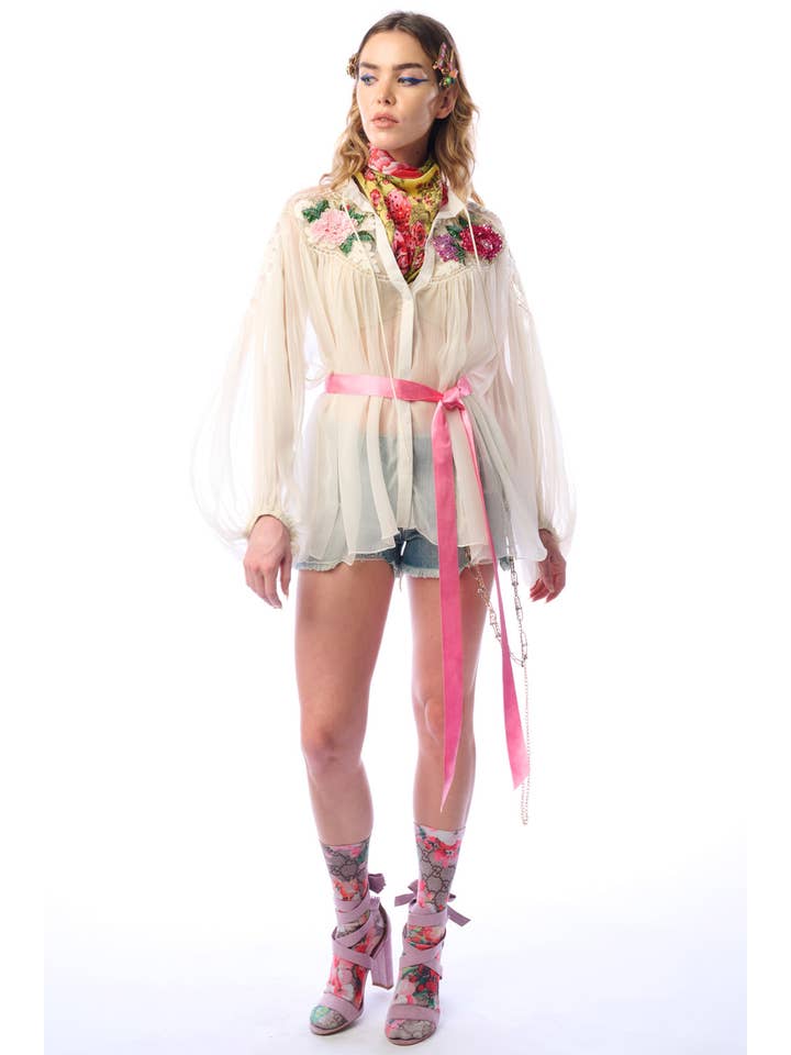 ivory Amora Chiffon Hand - Embellished Blouse / Top for wholesale on Faire3