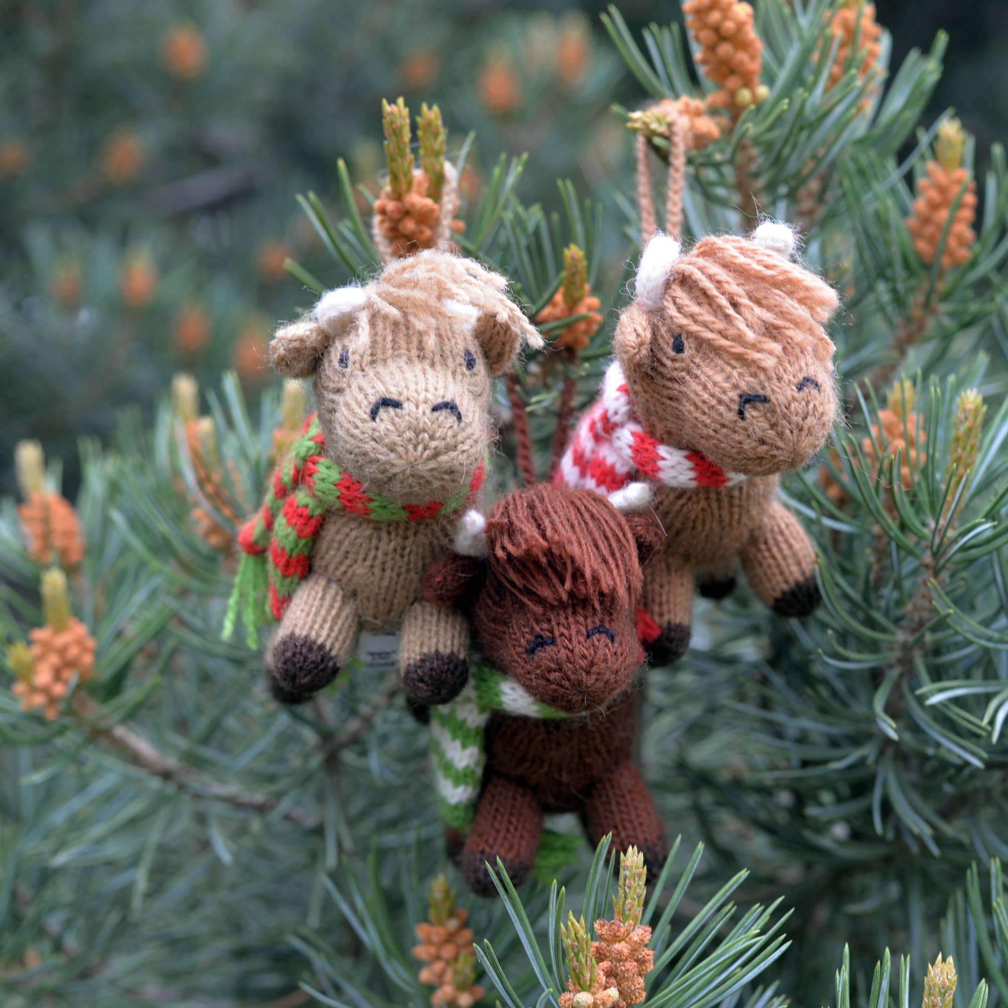 Melange Collection - Wholesale Ornament - Handmade Knit Highland Cow Holiday Ornament - Fair Trade8