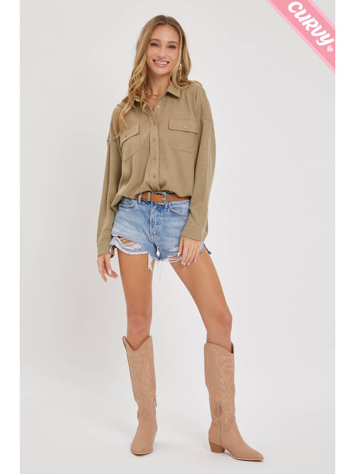 Sweet Lovely by Jen - Wholesale Button Down Shirt - Women's - PLUS SIZE BUTTON DOWN OVERSIZED SHIRTS20