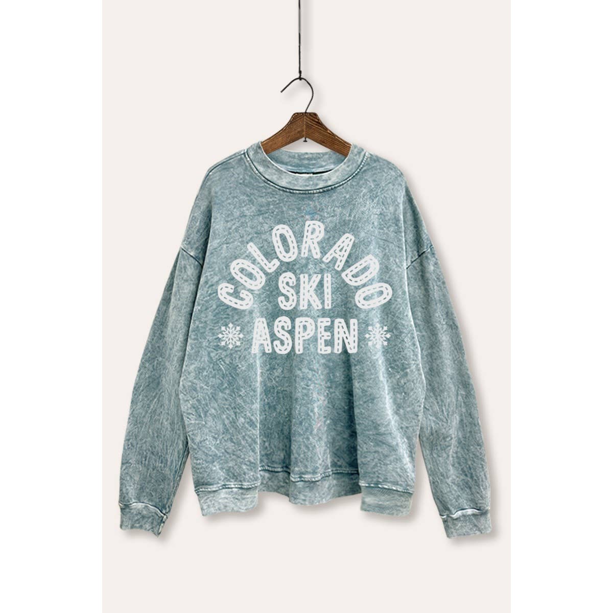 VINTAGE POINT USA - Wholesale Graphic Sweatshirt - Women's - COLORADO SKI ASPEN TYPOGRAPHY MINERAL WASH SWEATSHIRT1