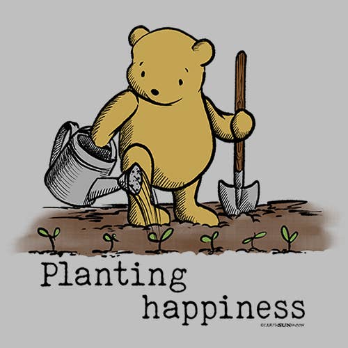 Clear Planting Happiness - Winnie the Pooh 4" Round Glass Ornament for wholesale on Faire