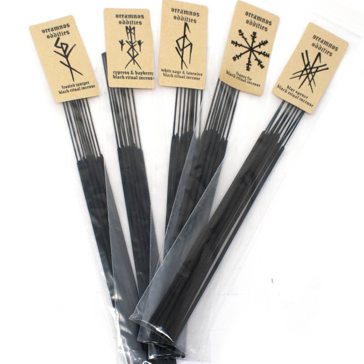 Black ritual bindrune incense for wholesale by Oreamnos Oddities
